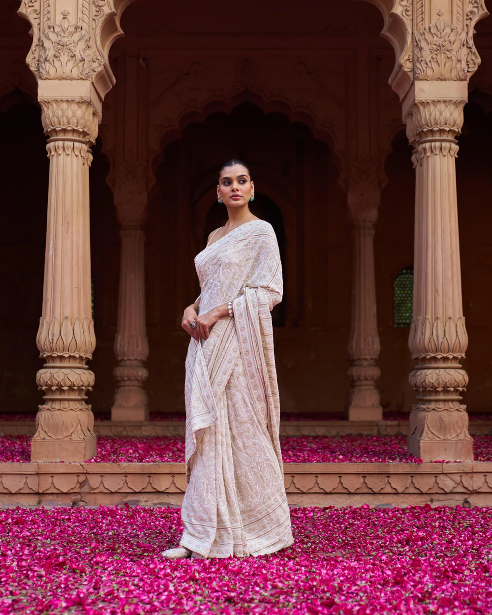 Premium Resham Chikankari Georgette Saree