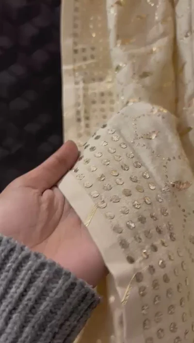 Brown Munga Silk Saree with Mukaish Work